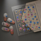 Αυτοκόλλητο λουλουδιού χρυσό δαχτυλίδι νυχιών 5D αυτοκόλλητο γυαλιστερό και αστραφτερό Slider νυχιών Art Decorations Decals CO-269