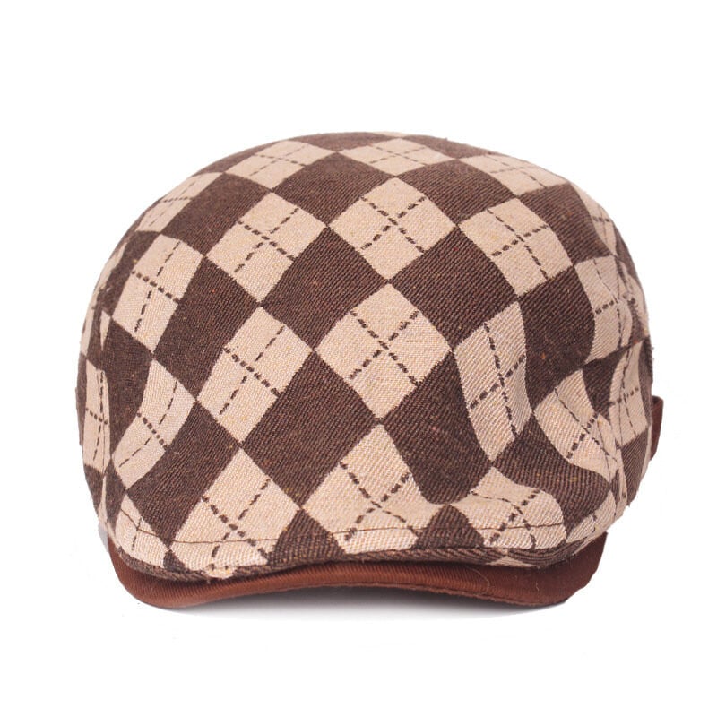 2023, primăvară, bumbac, imprimeu în carouri, șepci pentru știri, șapcă plată cu vârf, bărbați și femei, beretă de pictor, pălării 116