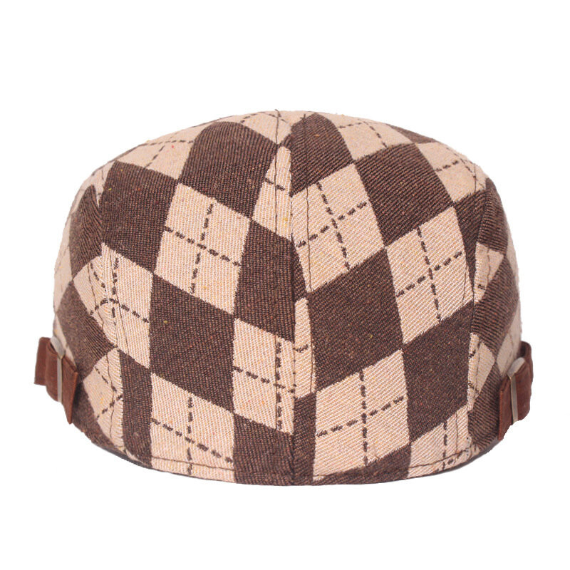 2023, primăvară, bumbac, imprimeu în carouri, șepci pentru știri, șapcă plată cu vârf, bărbați și femei, beretă de pictor, pălării 116