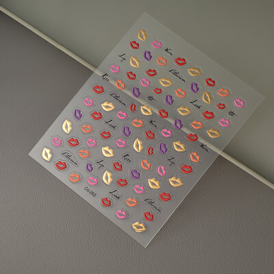 1 lapo seksualus lūpų nagų lipdukas lazerinis auksinis manikiūras 3D nagų dailės dekoravimo lipdukas individualizuotas logotipas su antspaudu CO-262