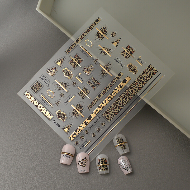 Αυτοκόλλητο νυχιών 1 τεμ 5D Αυτοκόλλητο με μοτίβο λεοπάρ ανάγλυφο αυτοκόλλητο συρόμενο αυτοκόλλητο νυχιών DIY Διακόσμηση νυχιών CO-263
