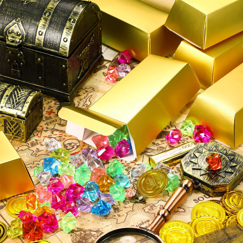 Popierinė aukso juostelė dovanų dėžutė Auksinis vakarėlis Favor Piratų tema Vakarėlio reikmenys Saldainių krepšys Gimtadienio vakarėlio dekoracijos Kūdikių dušas