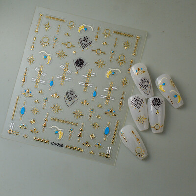 Creați-vă propriul autocolant pentru unghii Autocolante de lux bronzate cu aur Adeziv glisor pentru unghii strălucitor Decorații artistice OEM CO-259