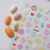 1kom 5D Kawaii naljepnica za nokte Šareno cvjetno slovo Nail Art Slider Crtani manikurni samoljepljivi ukrasi za nokte za djevojčice