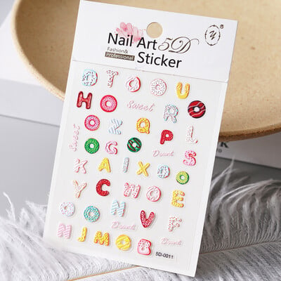 1kom 5D Kawaii naljepnica za nokte Šareno cvjetno slovo Nail Art Slider Crtani manikurni samoljepljivi ukrasi za nokte za djevojčice