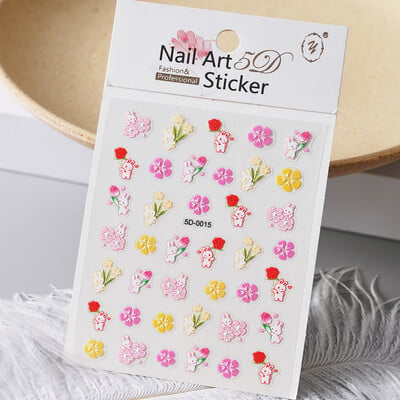 1kom 5D Kawaii naljepnica za nokte Šareno cvjetno slovo Nail Art Slider Crtani manikurni samoljepljivi ukrasi za nokte za djevojčice