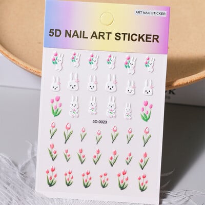 1kom 5D Kawaii naljepnica za nokte Šareno cvjetno slovo Nail Art Slider Crtani manikurni samoljepljivi ukrasi za nokte za djevojčice