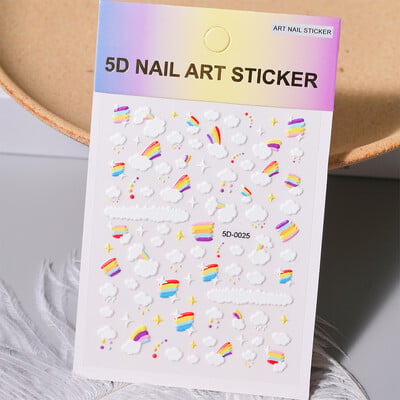 1kom 5D Kawaii naljepnica za nokte Šareno cvjetno slovo Nail Art Slider Crtani manikurni samoljepljivi ukrasi za nokte za djevojčice