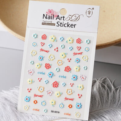 1kom 5D Kawaii naljepnica za nokte Šareno cvjetno slovo Nail Art Slider Crtani manikurni samoljepljivi ukrasi za nokte za djevojčice