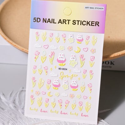 1kom 5D Kawaii naljepnica za nokte Šareno cvjetno slovo Nail Art Slider Crtani manikurni samoljepljivi ukrasi za nokte za djevojčice