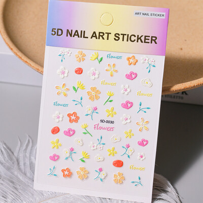 1kom 5D Kawaii naljepnica za nokte Šareno cvjetno slovo Nail Art Slider Crtani manikurni samoljepljivi ukrasi za nokte za djevojčice