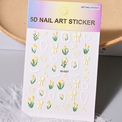 1kom 5D Kawaii naljepnica za nokte Šareno cvjetno slovo Nail Art Slider Crtani manikurni samoljepljivi ukrasi za nokte za djevojčice