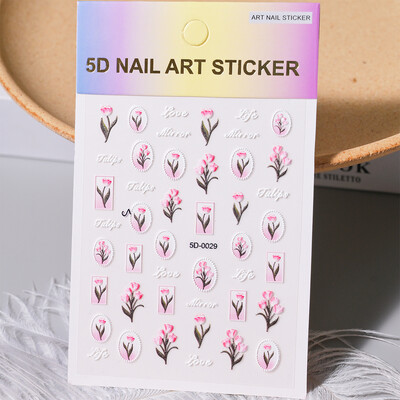 1kom 5D Kawaii naljepnica za nokte Šareno cvjetno slovo Nail Art Slider Crtani manikurni samoljepljivi ukrasi za nokte za djevojčice