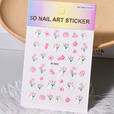 1kom 5D Kawaii naljepnica za nokte Šareno cvjetno slovo Nail Art Slider Crtani manikurni samoljepljivi ukrasi za nokte za djevojčice