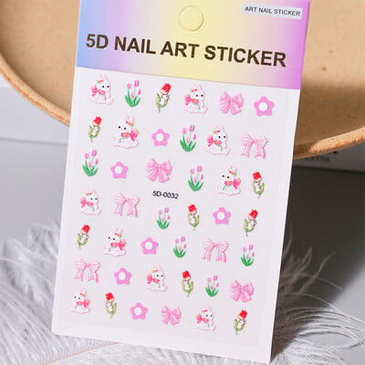 1kom 5D Kawaii naljepnica za nokte Šareno cvjetno slovo Nail Art Slider Crtani manikurni samoljepljivi ukrasi za nokte za djevojčice