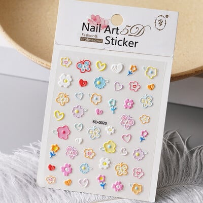 1kom 5D Kawaii naljepnica za nokte Šareno cvjetno slovo Nail Art Slider Crtani manikurni samoljepljivi ukrasi za nokte za djevojčice