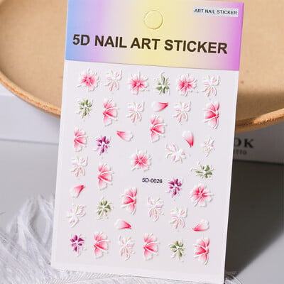1kom 5D Kawaii naljepnica za nokte Šareno cvjetno slovo Nail Art Slider Crtani manikurni samoljepljivi ukrasi za nokte za djevojčice