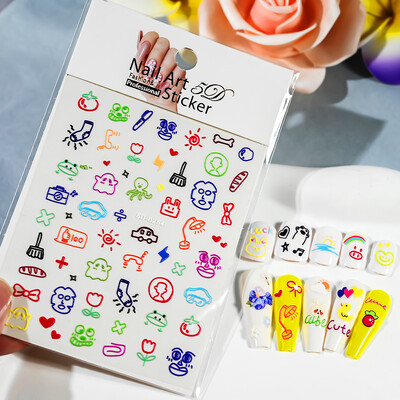 1kom 5D Kawaii naljepnica za nokte Šareno cvjetno slovo Nail Art Slider Crtani manikurni samoljepljivi ukrasi za nokte za djevojčice