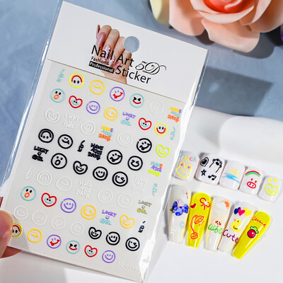 1kom 5D Kawaii naljepnica za nokte Šareno cvjetno slovo Nail Art Slider Crtani manikurni samoljepljivi ukrasi za nokte za djevojčice