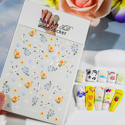 1kom 5D Kawaii naljepnica za nokte Šareno cvjetno slovo Nail Art Slider Crtani manikurni samoljepljivi ukrasi za nokte za djevojčice