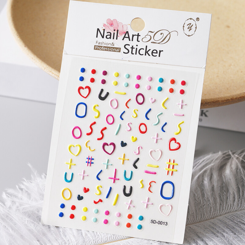 1kom 5D Kawaii naljepnica za nokte Šareno cvjetno slovo Nail Art Slider Crtani manikurni samoljepljivi ukrasi za nokte za djevojčice