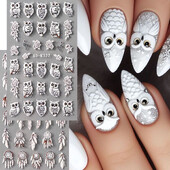 Αυτοκόλλητα νυχιών 5D Slider Σχέδιο κουκουβάγιας Ανάγλυφο Ολογραφικό Ονειροπαγίδα Αυτοκόλλητα Αυτοκόλλητα Μανικιούρ Είδη και Διακοσμητικά τέχνης