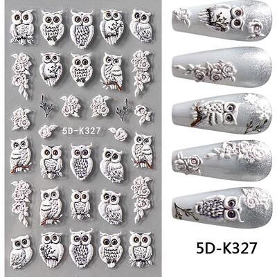 Αυτοκόλλητα νυχιών 5D Slider Σχέδιο κουκουβάγιας Ανάγλυφο Ολογραφικό Ονειροπαγίδα Αυτοκόλλητα Αυτοκόλλητα Μανικιούρ Είδη και Διακοσμητικά τέχνης