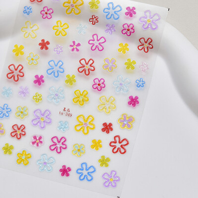 3D Fashion Jelly Flash Quadripetal Flower Butterfly Nail Art Naljepnice Dizajni za manikuru Visokokvalitetna samoljepljiva naljepnica T-4204