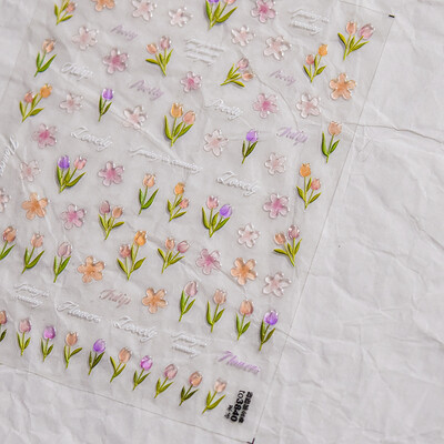 3D Fashion Jelly Flash Quadripetal Flower Butterfly Nail Art Naljepnice Dizajni za manikuru Visokokvalitetna samoljepljiva naljepnica T-4204