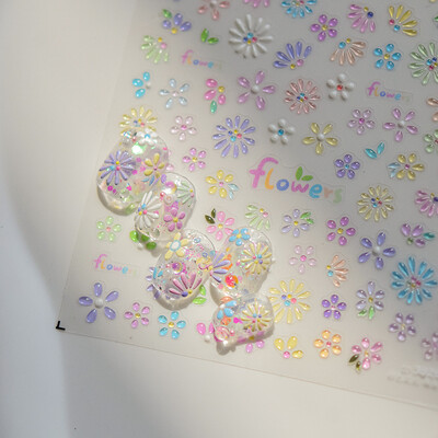 3D Fashion Jelly Flash Quadripetal Flower Butterfly Nail Art Naljepnice Dizajni za manikuru Visokokvalitetna samoljepljiva naljepnica T-4204