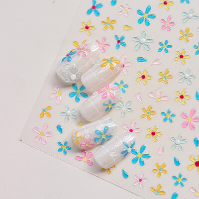 3D Fashion Jelly Flash Quadripetal Flower Butterfly Nail Art Naljepnice Dizajni za manikuru Visokokvalitetna samoljepljiva naljepnica T-4204