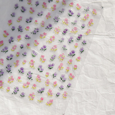 3D Fashion Jelly Flash Quadripetal Flower Butterfly Nail Art Naljepnice Dizajni za manikuru Visokokvalitetna samoljepljiva naljepnica T-4204