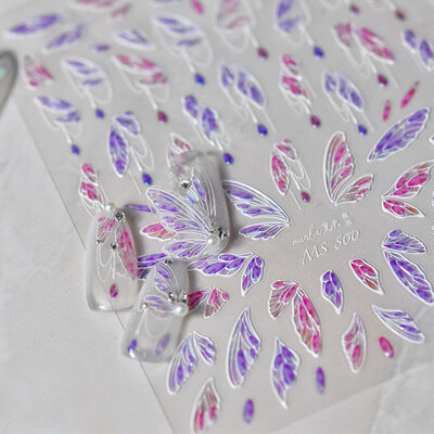3D Fashion Jelly Flash Quadripetal Flower Butterfly Nail Art Naljepnice Dizajni za manikuru Visokokvalitetna samoljepljiva naljepnica T-4204