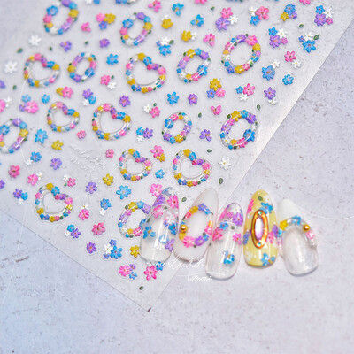 3D Fashion Jelly Flash Quadripetal Flower Butterfly Nail Art Naljepnice Dizajni za manikuru Visokokvalitetna samoljepljiva naljepnica T-4204