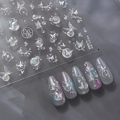 3D Fashion Jelly Flash Quadripetal Flower Butterfly Nail Art Naljepnice Dizajni za manikuru Visokokvalitetna samoljepljiva naljepnica T-4204