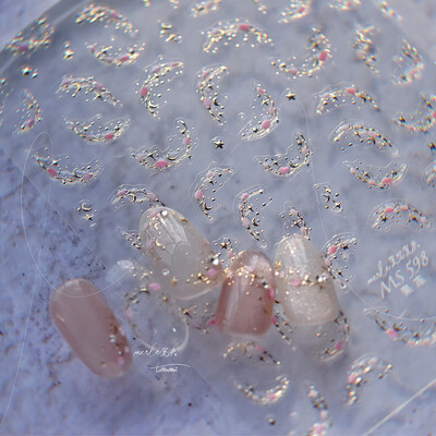 3D Fashion Jelly Flash Quadripetal Flower Butterfly Nail Art Naljepnice Dizajni za manikuru Visokokvalitetna samoljepljiva naljepnica T-4204