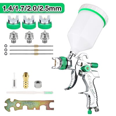 Επαγγελματικό πιστόλι ψεκασμού HVLP 1.4/1.7/2.0/2.5mm Ατσάλινο ακροφύσιο Gravity Πιστόλι ψεκασμού DIY Spray Paint Kit Εργαλεία πιστολιού βαφής αυτοκινήτου για το σπίτι