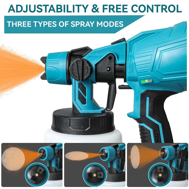 Pistol de pulverizare electric portabil fără fir de 1000 ml Pulverizator de vopsea de uz casnic Mobilier auto Acoperire din oțel Aerograf pentru baterie Makita 18V