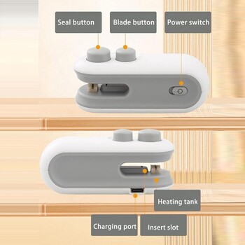 Преносим уплътнител за чанти Резачка за уплътняване на чанти Преносим мини уплътнител за чанти с нож Магнитна USB акумулаторна технология за закуски Храна