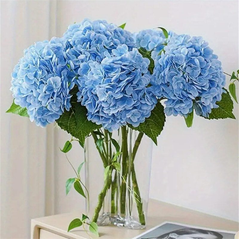 Gyönyörű selyem művirágok hortenzia csokor Valódi tapintású Művirág otthonra Esküvői szoba dekoráció Party barkács dekoráció