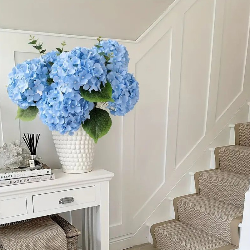 Gyönyörű selyem művirágok hortenzia csokor Valódi tapintású Művirág otthonra Esküvői szoba dekoráció Party barkács dekoráció