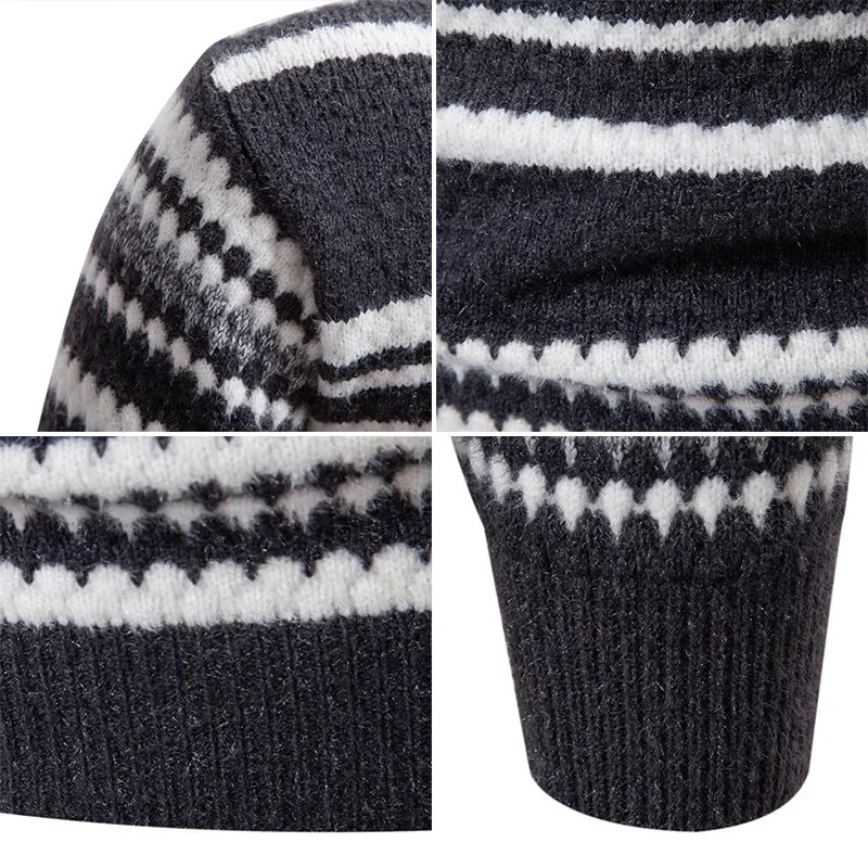 Novi muški pleteni pulover za jesen i zimu, moderni i topli džemperi s lažnim ovratnikom