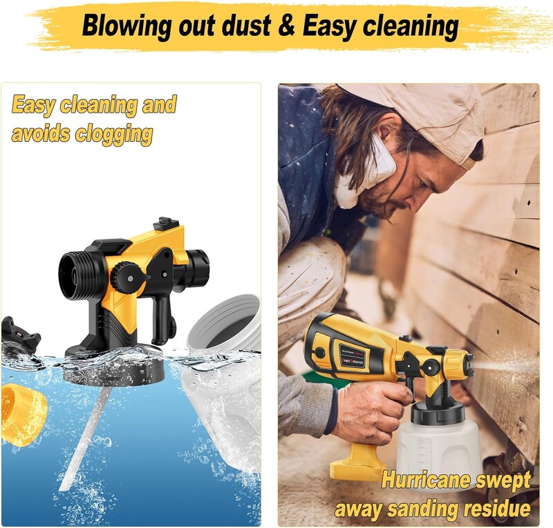 Festékszóró 1000 W nagy teljesítményű elektromos festékszóró pisztoly 1400 ml nagy kapacitású tartály, könnyen tisztítható 4 fúvókával és 3 mintával