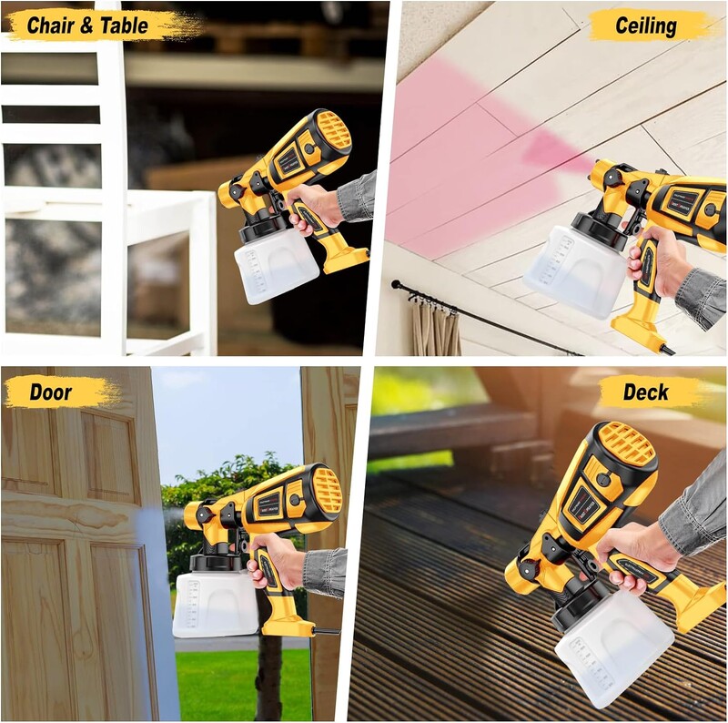 Festékszóró 1000 W nagy teljesítményű elektromos festékszóró pisztoly 1400 ml nagy kapacitású tartály, könnyen tisztítható 4 fúvókával és 3 mintával