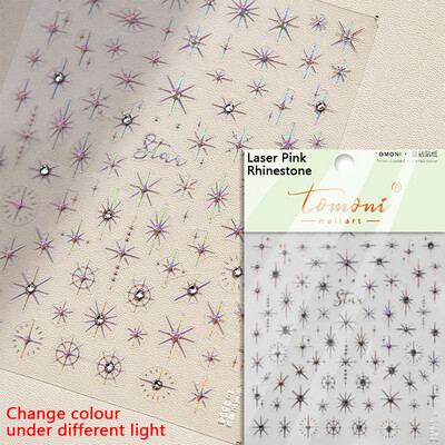 Auriu, argintiu, stea cu laser, roz, sclipici colorat, strălucire, strălucire, strasuri, decorațiuni pentru unghii, autocolante, decalcomanii pentru manichiură