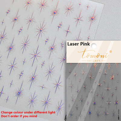 Auriu, argintiu, stea cu laser, roz, sclipici colorat, strălucire, strălucire, strasuri, decorațiuni pentru unghii, autocolante, decalcomanii pentru manichiură