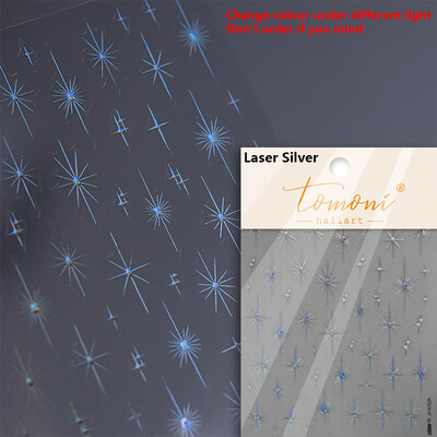 Auriu, argintiu, stea cu laser, roz, sclipici colorat, strălucire, strălucire, strasuri, decorațiuni pentru unghii, autocolante, decalcomanii pentru manichiură
