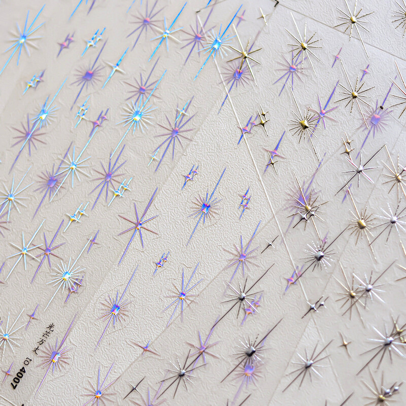 Auriu, argintiu, stea cu laser, roz, sclipici colorat, strălucire, strălucire, strasuri, decorațiuni pentru unghii, autocolante, decalcomanii pentru manichiură