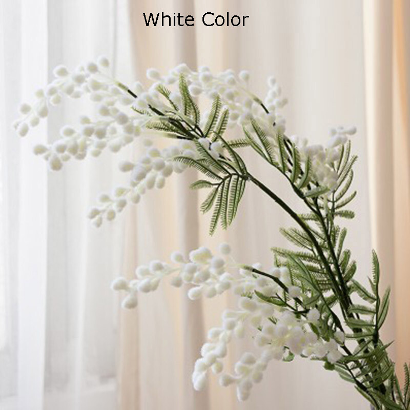 86 cm umjetna grana cvijeta mimoze, lišće tropske palme, lažni žuti prašnik, svileni cvijet bagrema, lažna biljka, jesenski ukras