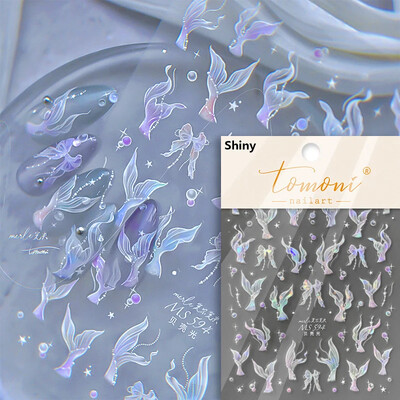 Καλοκαιρινή παραλία Dreamy Water Bubble Γοργόνα Κοχύλι Αστερίας Μέδουσες Αστερίες Μαλακό ανάγλυφο Διακόσμηση Νυχιών Αυτοκόλλητα Μανικιούρ Αυτοκόλλητα